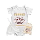 AOUYOA Baby Twins Bodysuits Cute Noodles Baby Costume Romper Funny Ramen Outfits Girl Dress Bag Set(short white 9m)