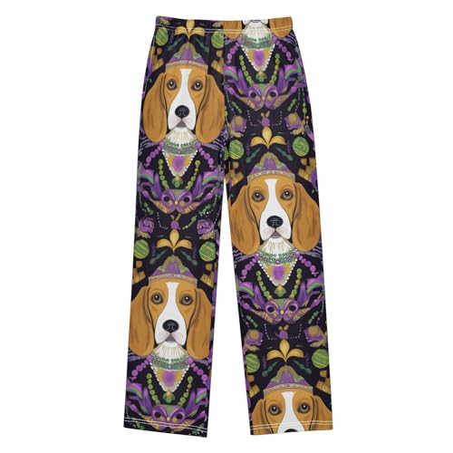 ZZXXB Mardi Gras Beagle Boys Long Pants Soft Trousers Elastic Waist Kids Lounge Bottoms with Pockets S-XL