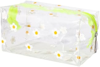 TOP-MAX Clear Pencil Case, 1PC Large Pen Pouch Stationery Bag Cute Makeup Bag Clear PVC Clear Cosmetic Bag for Women Girls, White Young Flower, Modern