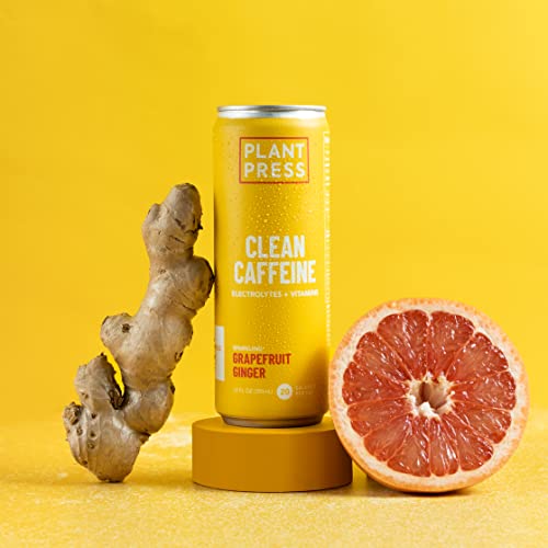 Plant Press - Grapefruit Ginger - Organic Clean Caffeine Energy Drink & Coffee Alternative - Full Range Of Vitamins, Electrolytes, No Sugar Alcohols, No Preservatives - 12 Fl Oz (Pack Of 12) #TOP6