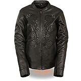 Milwaukee Leather ML2500 Women's Reflective Star Riveted Black Leather Jacket - Large