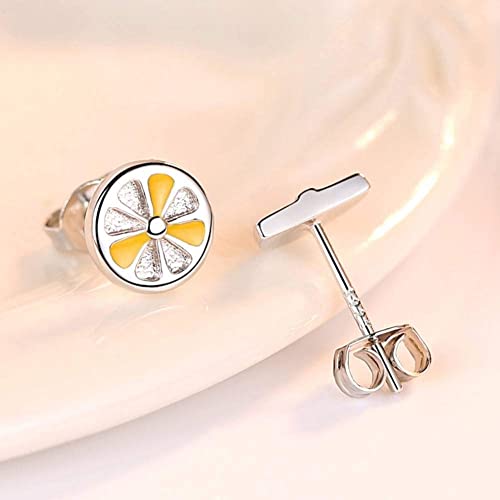 Pendientes plata ley 925 mujer joyería botón asimétrico limón niñas 4