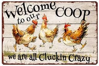 Welcome To Our Coop Funny Chicken Retro Wall Art Aluminium Metal Sign