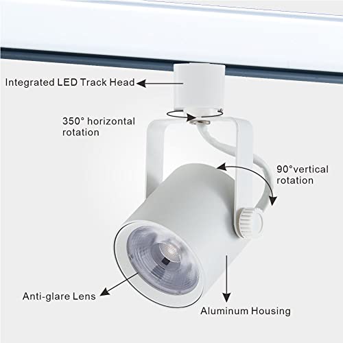 Arcfox H Type Led Track Light Head 9W 3000K Warm White Multi Adjustable Angle 3 Wire Single Circuit Dimmable Track Lighting For Kitchen Dining Room Wall Art Exhibition (6 Pack, White) #TOP2