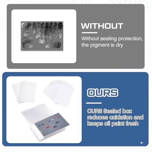 Nuanchu 1 Pcs 12 x 16 Inch Neutral Grey Tempered Glass Palette for Oil Painting with Lid and 40 Sheets Disposable Paper and 2 Sponges Keeps Wet Paint Fresh for Artist DIY Color Mixing Beginners by Nuanchu - Image 6