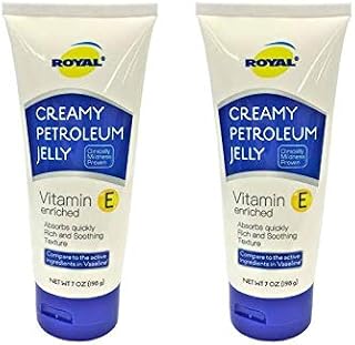 ROYAL Vitamin E Enriched Creamy Petroleum Jelly Skin Protectant Absorbs Quickly, Rich, Soothing Texture 7 Oz. (2 Pack)