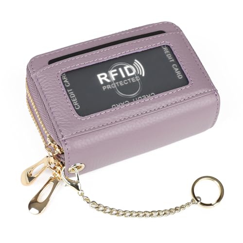imeetu RFID Credit Card Holder, Small Leather Double Zipper Card Case Wallet for Women (Max,Light Purple) by imeetu - Used condition - Image 6