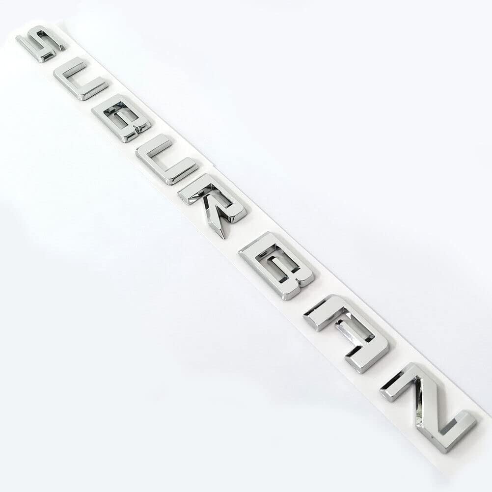 3Pcs Suburban Emblem 3D Letters Badge Letter Nameplate Sticker Replacement for 2019 2020 2021 2022 2023 Suburban Genuine 84910061 (Chrome)
