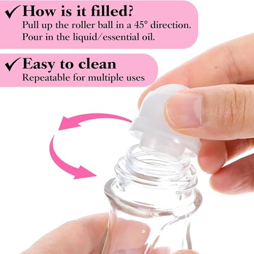 Frascos de rolo vazios de vidro redondo de 50 ml para óleos essenciais, desodorante à prova de vazam