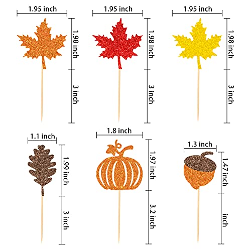 48 Pcs Thanksgiving Cupcake Toppers Fall Cupcake Toppers Thanksgiving Cake Decorations Happy Thanksgiving Cake Topper Leaf Cupcake Topper #TOP4