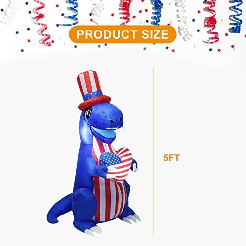 Shdejtg Inflatable Independent Day Decoration 5 Ft Dinosaur For Holiday Party Indoor Outdoor Garden Lawn #TOP2