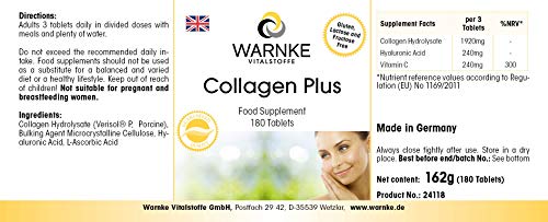 Collagen Tabletten - mit Hyaluronsäure und Vitamin C - hochdosiert - 180 Tabletten | Warnke Vitalstoffe - Deutsche Apothekenqualität – Bild 4