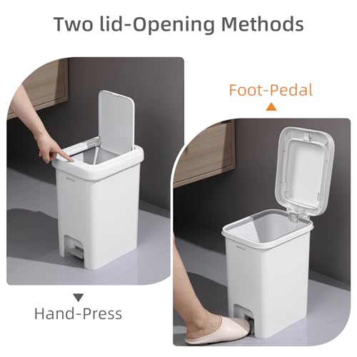 MOPALL 2.7 Gallon Small Bathroom Trash Can with Lid Soft Close, Garbage Can with Press Top Lid & Foot Pedal, Step Trashcan Slim Trash Bin Waste Basket for Toilet, Office, Bedroom, Kitchen, Living Room by MOPALL - Image 3