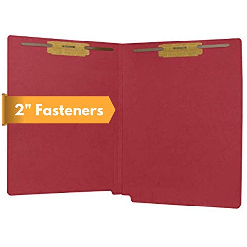 The File King Red Full Side Tab File Folder | Two 2” Fastener Prongs | Letter Size | Box Of 50 | Extra Space For Jacket Labeling | Organize Paperwork, Reports And Legal Files #TOP3