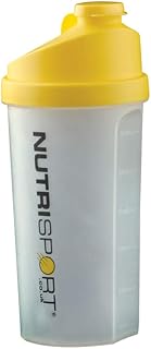 Nutrisport - Aspartame Free Unisex Adult Shaker Protein Bottle - Yellow/Clear, 700 ml