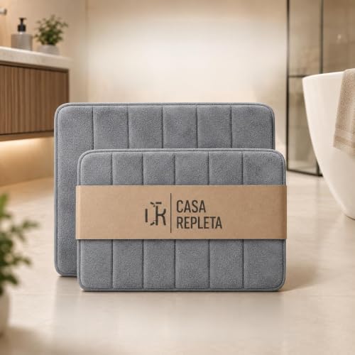 Kit com 2 Tapetes Antiderrapante de Banheiro Super Soft Macio, 60x40cm, Cinza