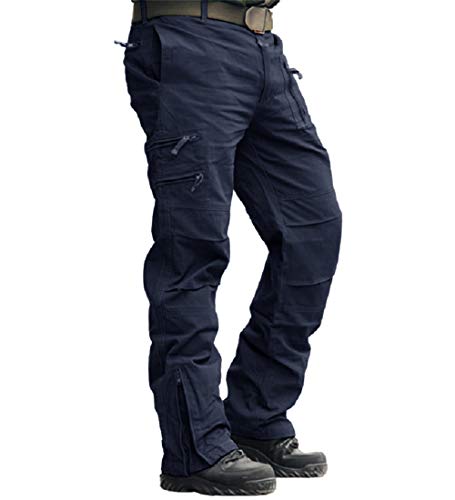 Image of CRYSULLY Men's Cotton Multi-Pockets Work Pants Tactical Outdoor Military Army Cargo Pants (No Belt)
