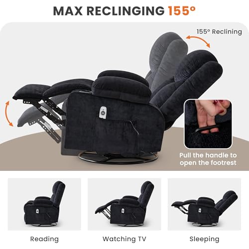 Image of Swivel Recliner Chair with Vibration Massage and Heat