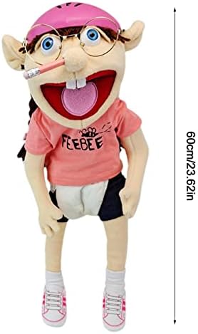 Voiakiu Jeffy's sister Feebee Soft Plush Toy Hand Puppet for Play House, Mischievous Funny Puppets Toy with Working Mouth, 23.62 in Tall for Boys & Girls to Enjoy Creative Play