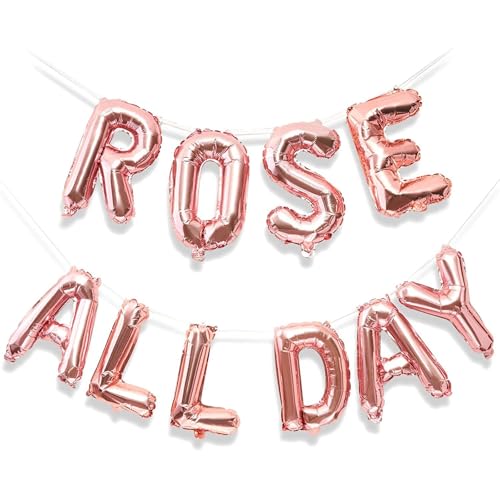 Sparkle and Bash Rose All Day Party Decorations Balloon Set - 12-Piece, 16 In Rose Gold Balloon for Bachelorette Party Decoration & Bridal Shower Decor