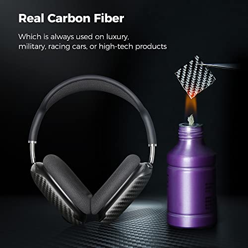 Carbon Fiber For Airpods Max Case, Monocarbon Genuine Carbon Fiber Case For Airpods Max Headphones, With Airpods Max Covers Apple Headphone Cases Ultra Protective-Matte Black #TOP2