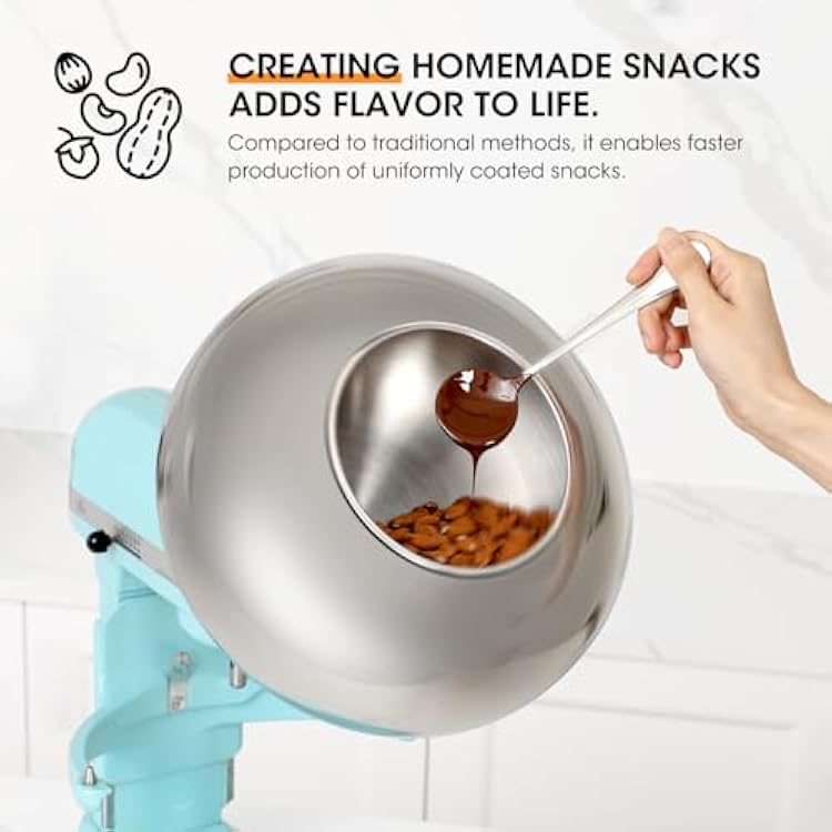 Aieve Snack Coater Compatible with KitchenAid Bowl-Lift Stand Mixer, Chocolate Coating Attachment for Freeze-Dried Strawberries,Almonds, Pistachios & Nuts, Home & Commercial Use, Gift for Father's Day