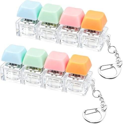 2 PCS Keyboard Fidget Toy, Keyboard Fidget Keychain 4-in-1 Keyboard Decompression Button Finger Clicker Toys (Four Colors - Pink Orange Blue, General)