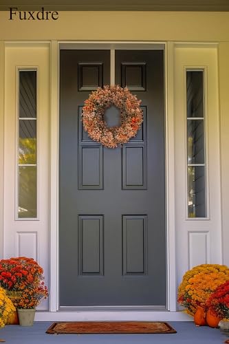 Eucalyptus Fall Wreaths for Front Door 15", Handmade Fall Leaves Wreath for Autumn, Floral Farmhouse Wreath for Wall and Outside Indoors — view 6