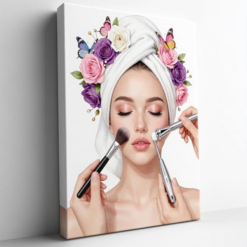 Glamorous Skincare And Makeup Canvas Wall Art Spa Room Decor