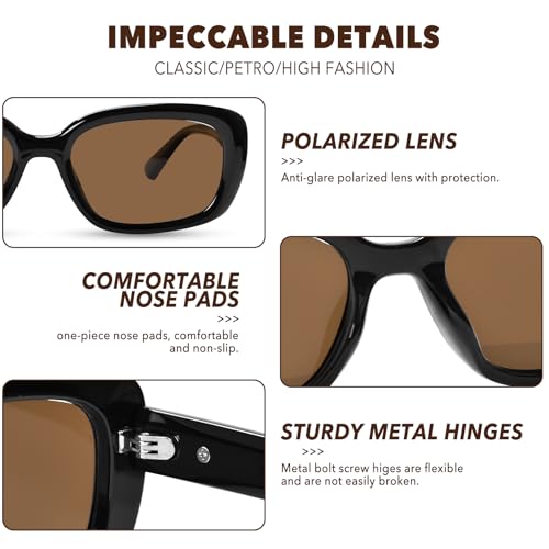 Polarized TR90 Rectangle Sunglasses Y2K Sunglasses Women's 90s Vintage Narrow Square Frame UV400 Protection2