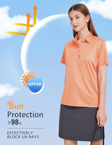 Image of Womens Polo Shirts UPF 50+ Quick Dry Short Sleeve Collared Golf Shirt