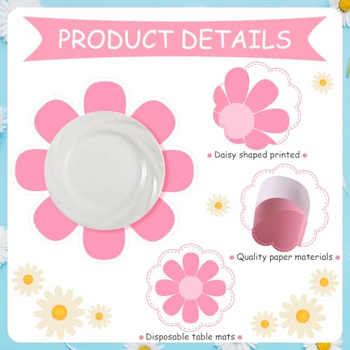 Watersay 48 Pcs Daisy Paper Placemats, 13 Inch Flower Colorful Party by Watersay - Used condition - Image 3