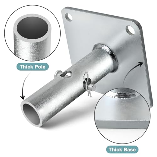 4-Pack Reinforced Scaffold Base, Galvanized Scaffold Base Plates 4.75\" x 4.75\" x 1-5/16 OD, Sturdy Scaffolding Parts for Construction - Thumbnail 2