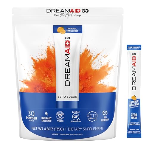 Image of Sleep Aid Drink with Melatonin + Chamomile, DreamAid Helps Adults Fall Asleep Faster, Sleep Longer and Waking up Feeling Rejuvenated - Zero Sugar & Keto Friendly, 30 Count (Pack of 1)