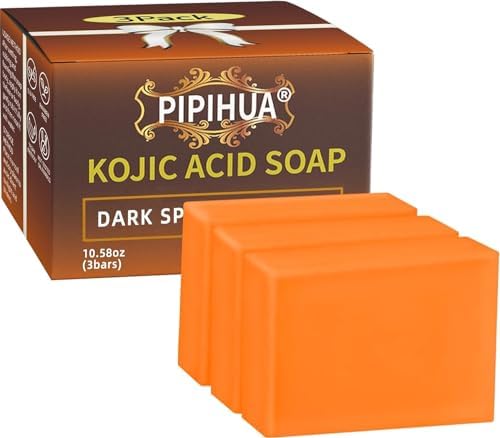 PIPIHUA 3Pack Kojic Acid Soap, Soap Bars for Acne with Collagen, Turmeric, Collagen, Hyaluronic Acid 10.58oz (3 Bars)