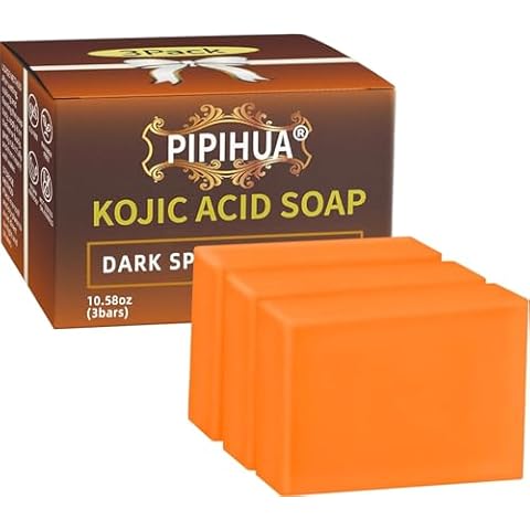 PIPIHUA 3Pack Kojic Acid Soap, Soap Bars for Acne with Collagen, Turmeric, Collagen, Hyaluronic Acid 10.58oz (3 Bars) Cover