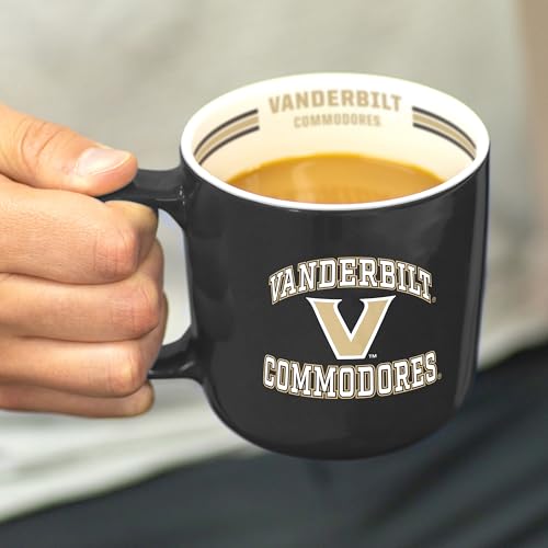 Image of Logo Brands NCAA Vanderbilt Commodores 15oz Stripe Mug - Team Logo, Inside Print, Standard Handle, Microwave & Dishwasher Safe