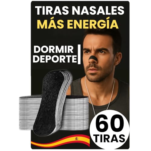 PACK 60 Tiras Nasales Negras + eBook [USADO POR DEPORTISTAS PROFESIONALES] Tira Nasal Anti ronquidos Para Dormir y Deporte, Nasal Strips que Facilita la Respiración, Abre Fosas Nasales y Respira