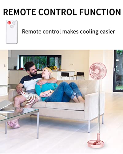 Un Unitedtime Desk And Table Fan, Air Circulator Fan Portable Travel Fans Battery Operated Or Usb Powered,Adjustable Height Foldaway With Remote Control Timer, 4 Speed Settings (Pink) #TOP5