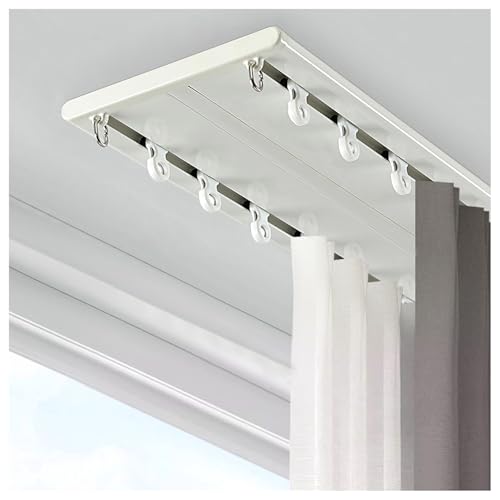 Corredera Riel De Cortina De Techo Ultra Delgado Mudo Pista De Cortina 130 250 330 470cm Para Sala De Estar Y Dormitorio Blanca,140cm