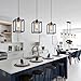 3 Pack Black Pendant Lights for Kitchen Island Industrial Lantern Pendant Light Fixtures with Clear Glass Shade, Farmhouse Adjustable Height Hanging Pendant Lighting for Dining Room