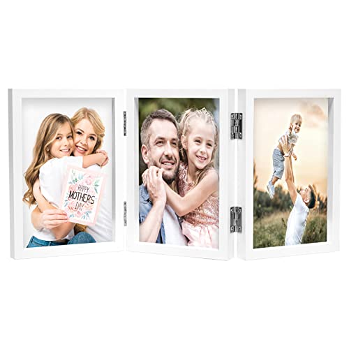 WUTL 3 Picture Frame Triple Collage 5x7 Frames with Real Glass White