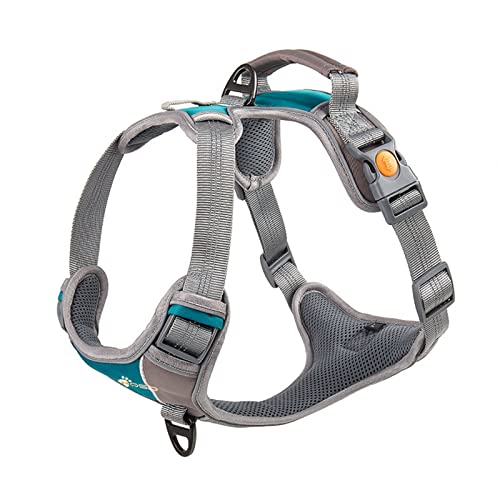 No Pull Dog Harness Adjustable Chest Belt Soft Padded Dog Vest Reflective Strip Vest with Easy Control Handle and Quick Release Buckle for Dogs Outdoor Walking Training (Green, Small)