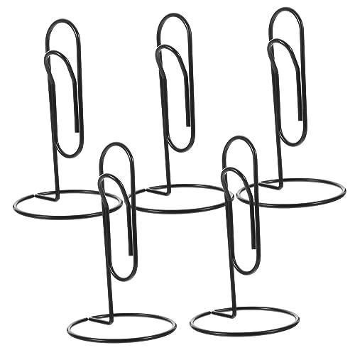 VINTORKY 5pcs Large Paper Clips with Holder for Organizing Notes Multi-Purpose Desktop Memo Clips for Office Classroom and Home Use Black