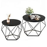 DUMOS Modern Geometric Coffee Table Set of 2, Round Nesting Side Tables with Hidden Storage, Movable End Tables for Living Room Decor & Practical Use