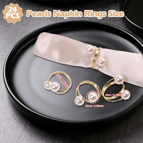 Pearl Napkin Rings, 24pcs Spiral Serviette Buckle Holder Wedding Party Table Napkin Buckles, Pearl Metal Napkin Clasps for Dining Anniversary Birthday Christmas Banquet Table Decoration (Spiral) - Cosy Home Interiors Pearl Napkin Rings, 24pcs Spiral Serviette Buckle Holder Wedding Party Table Napkin Buckles, Pearl Metal Napkin Clasps for Dining Anniversary Birthday Christmas Banquet Table Decoration (Spiral) - Image 2