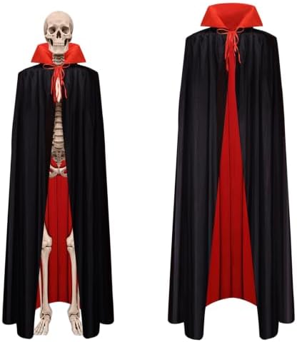 12 ft Skeleton Outfits Black and Red Reversible Vampire Cloak | S...