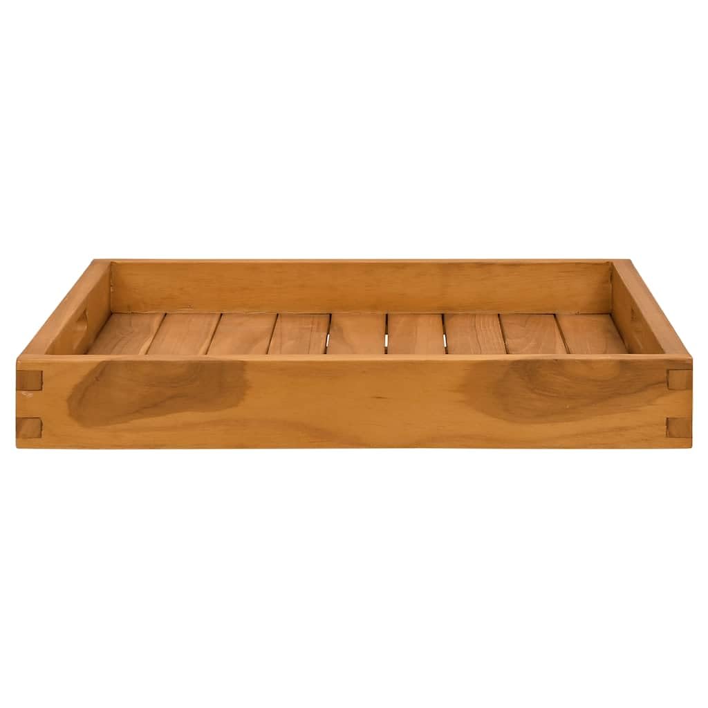 Bandeja de servir de madera maciza de teca de 50 x 50 cm con bordes elevados y asas empotradas, bandeja para servir para buffet, cocina, fiesta, catering, ideal como plato para queso, tartas