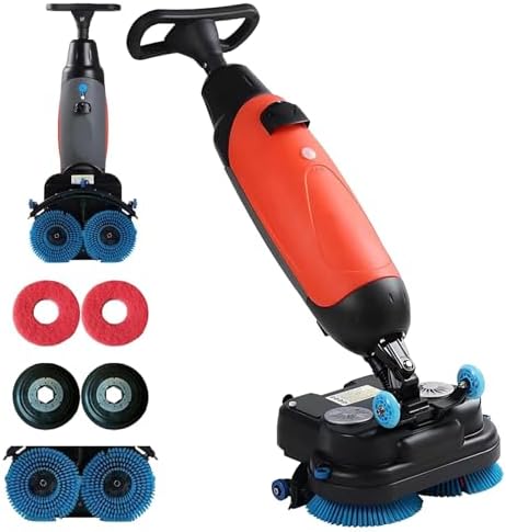 Industrial Floor Buffer Machine | 17" Walk Behind Scrubber Dryer | High Efficiency 13000 Sqft/H | 360° Rotating Head | 120 Min Battery Life | Professional Grade Cleaning