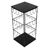 Veemoon Expositor Giratorio de Joyas de Madera y Hierro para Pendientes, Anillos y Accesorios, Organizador Compacto para Tocador y Mostrador, Soporte Multifuncional para Almacenamiento